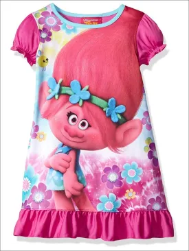 Trolls Girls' Short Sleeve Nightgown, Candied Carnation