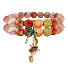 Tropical Heat Beaded Gemstone Bracelets