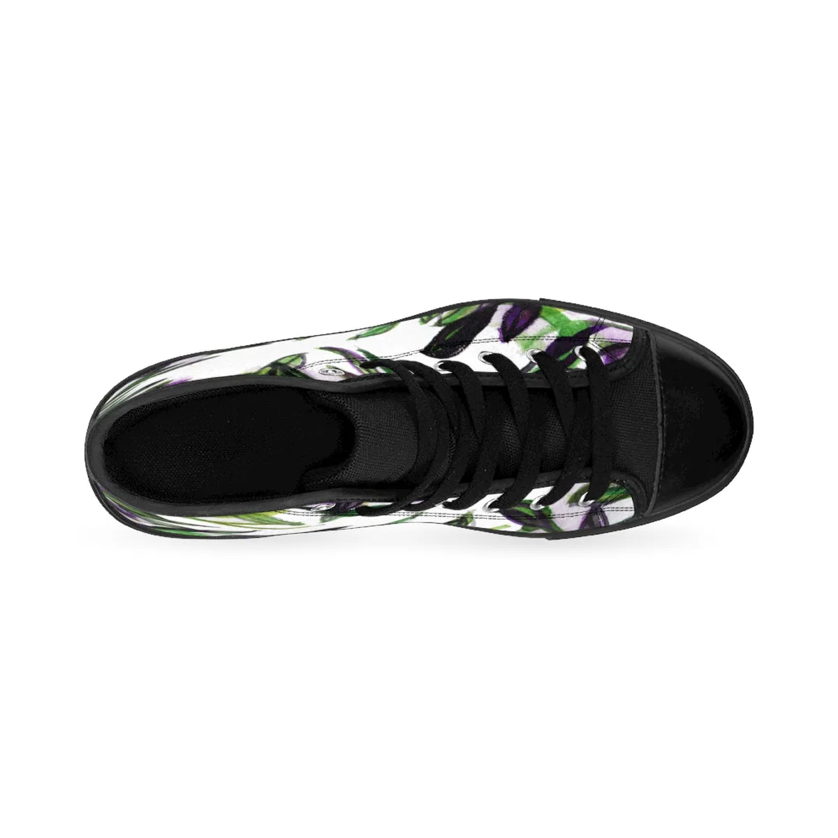 Tropical Leaves Women's Sneakers, Exotic Palm Print High Top Best Running Tennis Shoes