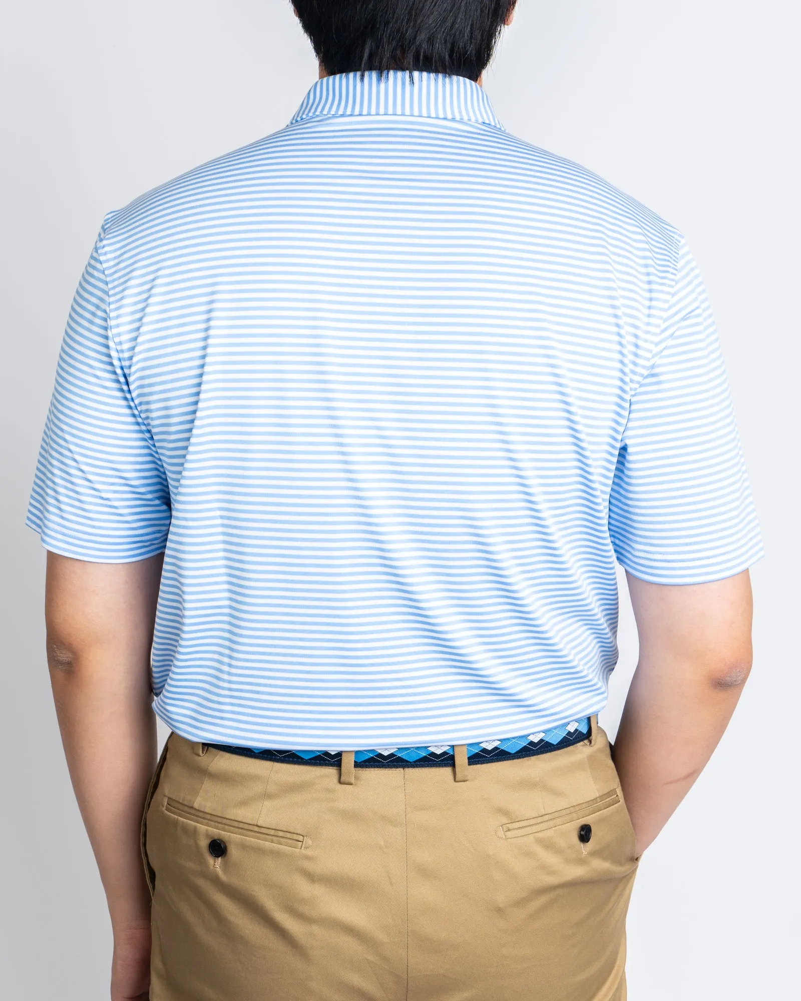 True Blues Old Well Performance Polo - Blue/White Stripe