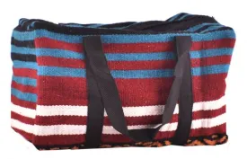 Turquoise, Burgundy, and Black 100% Wool Serape Saddle Blanket Duffel