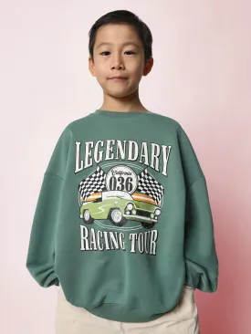 Tween Boys Comfy Oversized Fit Crew Neck Sweatshirt With Distressed Graphic Print