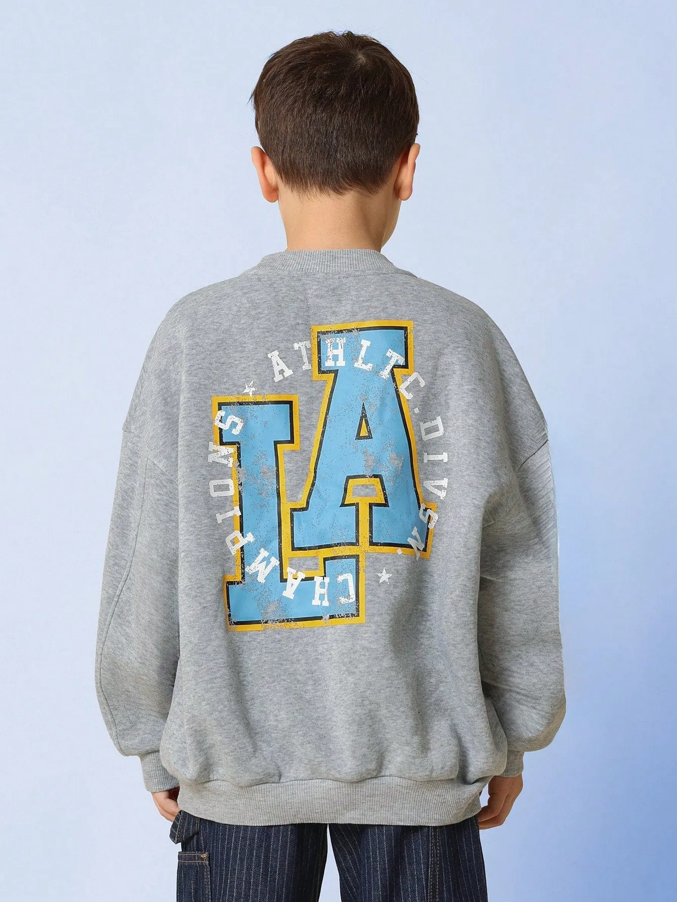 Tween Boys Regular Fit Crew Neck Sweatshirt With LA Graphic Print