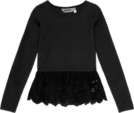 Tween Tops | Riana Black Long Sleeve Peplum Top | Molo