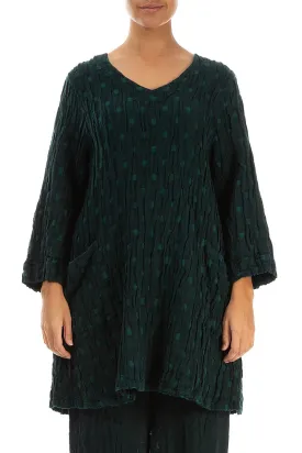 Twin Pockets Emerald Textured Linen Tunic