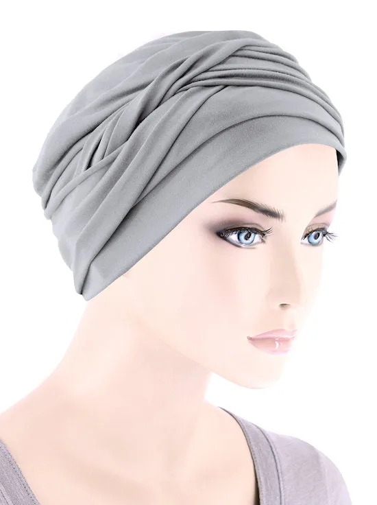 TWIST-SILVERGRAY#Twisty Turban in Buttery Soft Silver Gray