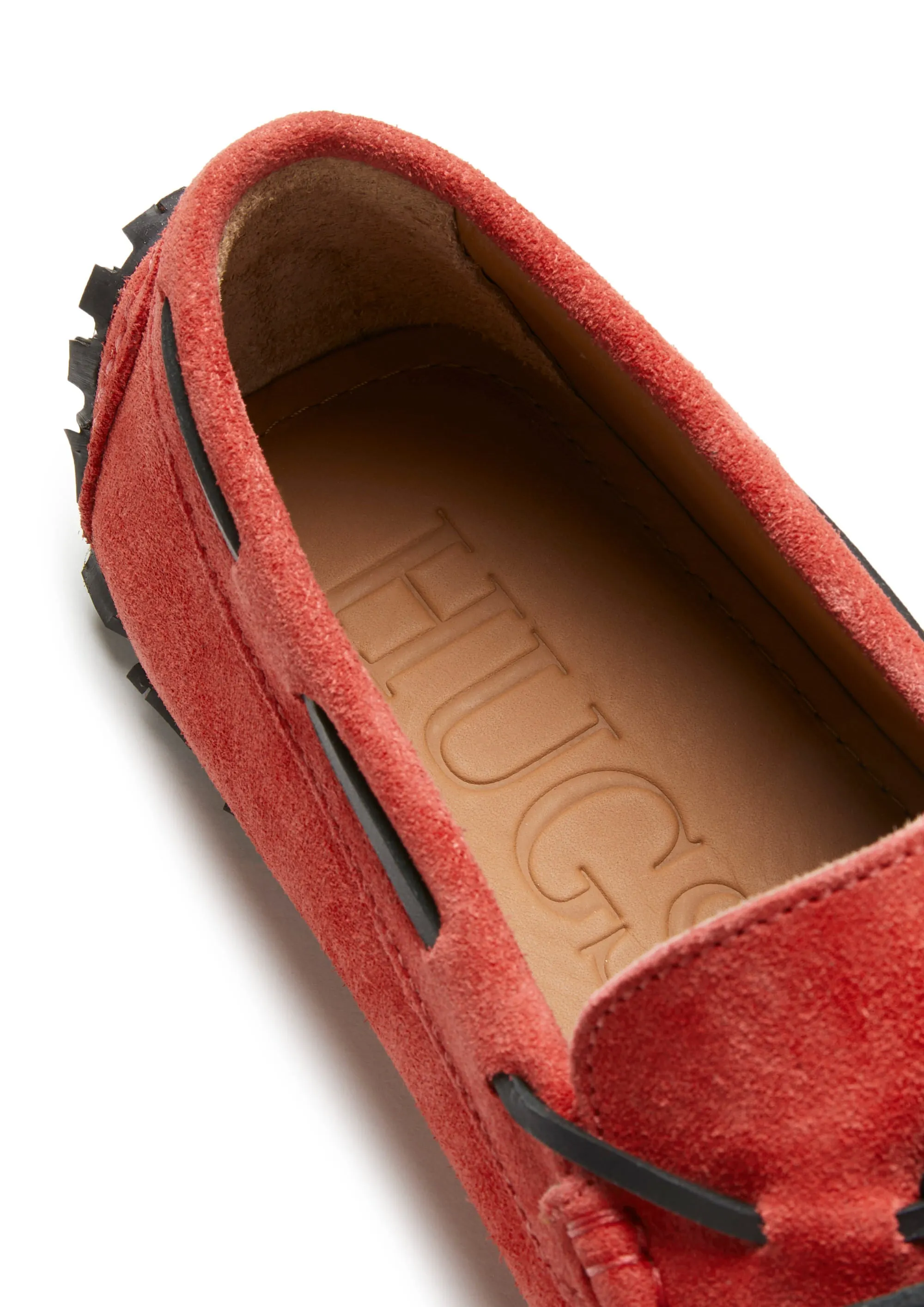 Tyre Sole Laced Driving Loafers, red suede