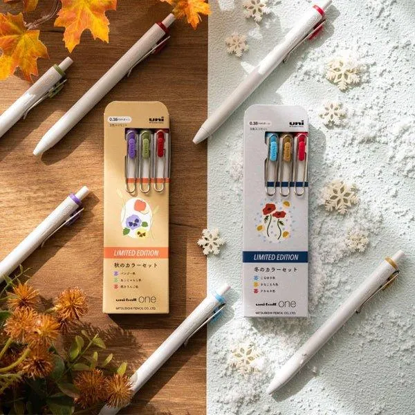 UNI UMNS38.G uni-ball one 0.38mm 0.5mm limited autumn and winter color gel pen white shaft gel pen three-color set limited set