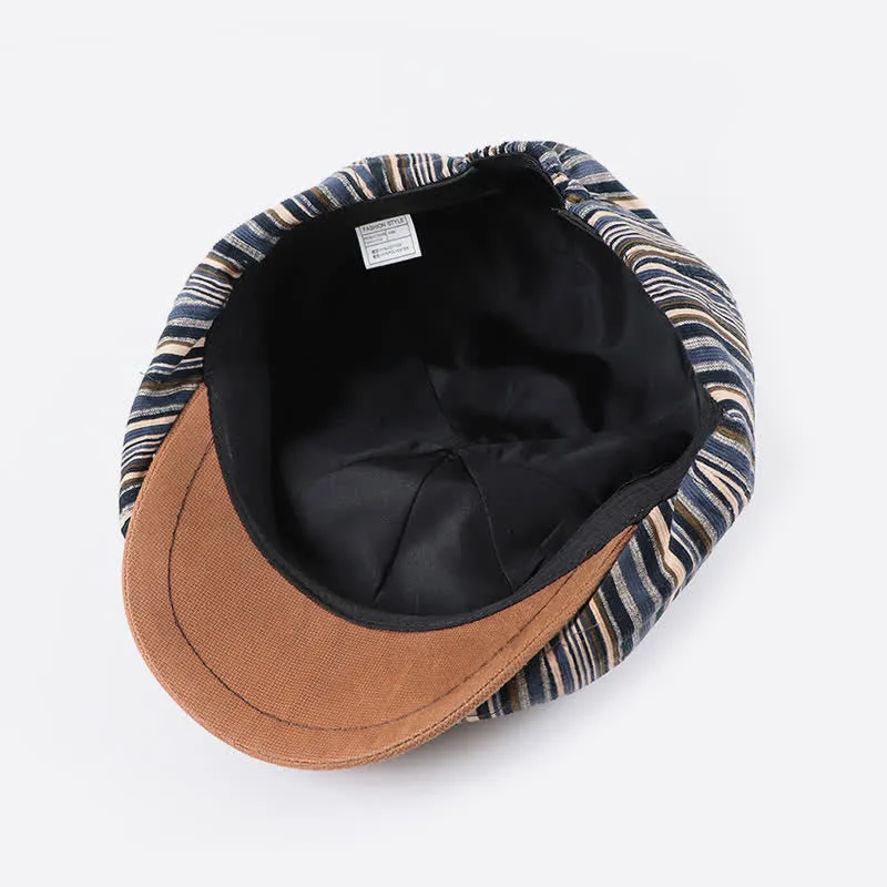 Unique Artist-Inspired Striped Octagonal Beret Hat