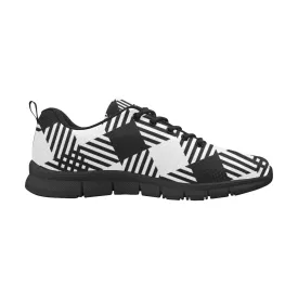 Uniquely You Sneakers for Women, Black and White Plaid Print - Running