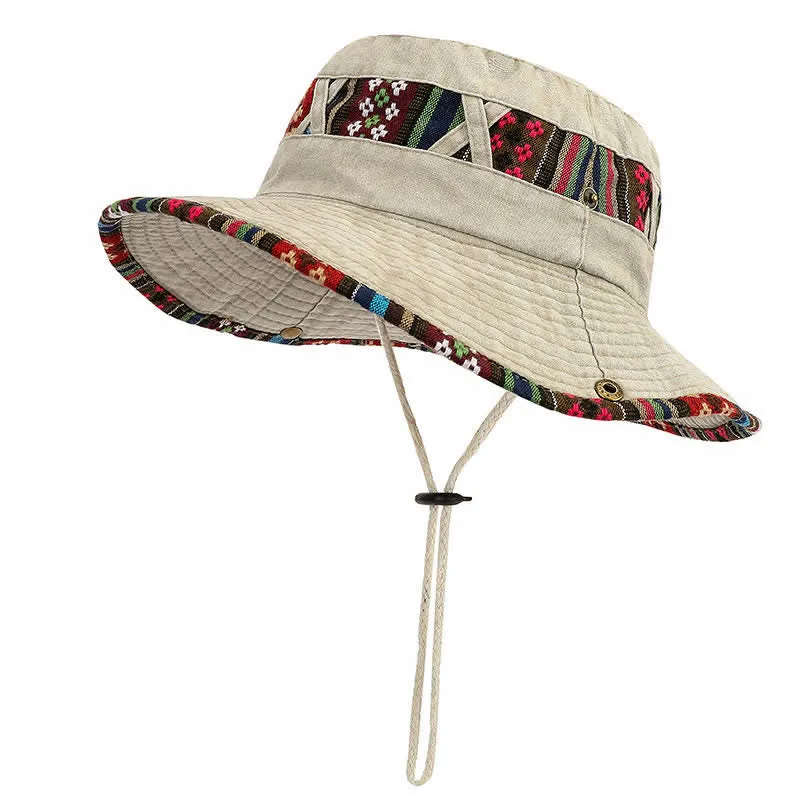 Unisex Boho Geometric Floral Bucket Hat