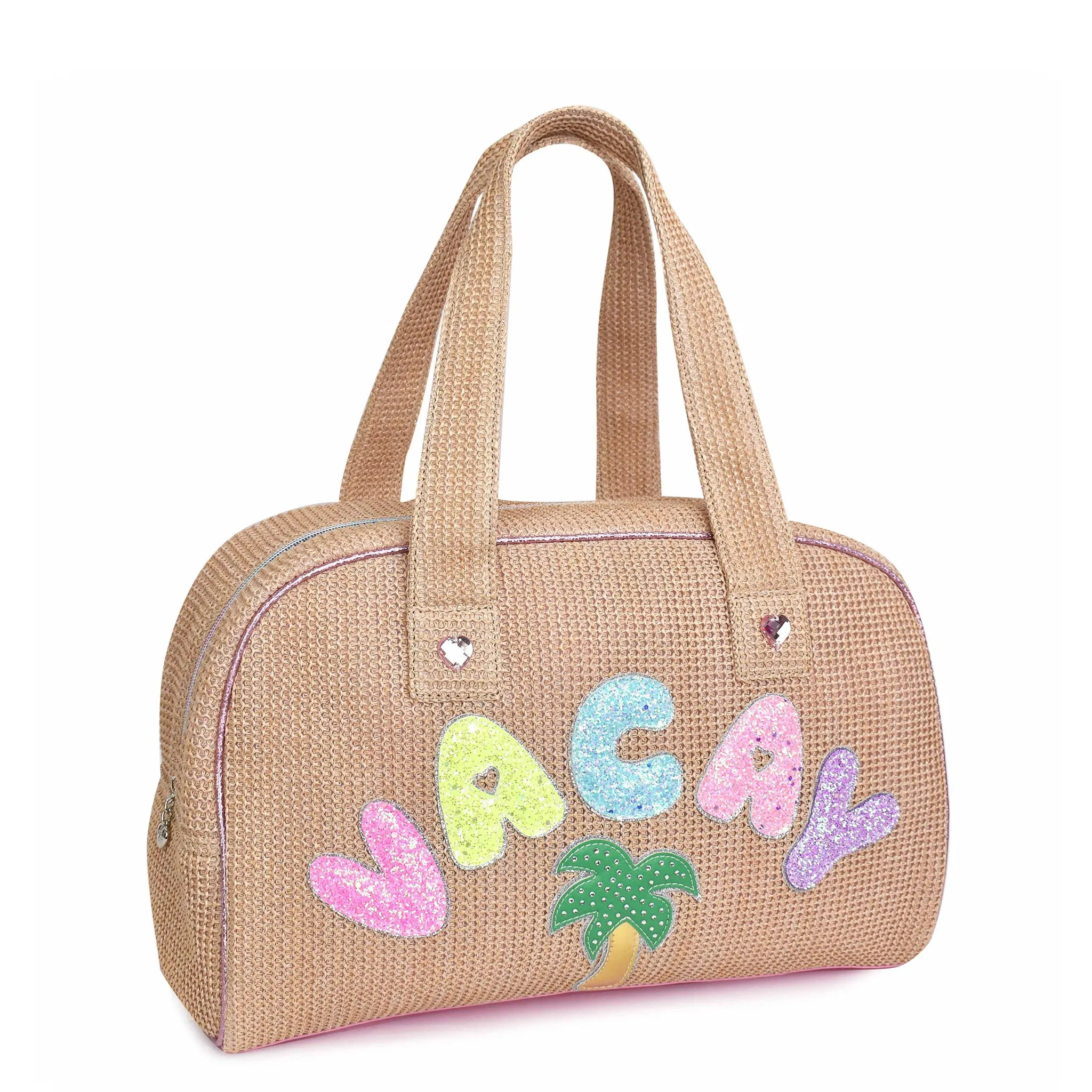 'Vacay' Straw Medium Duffle Bag