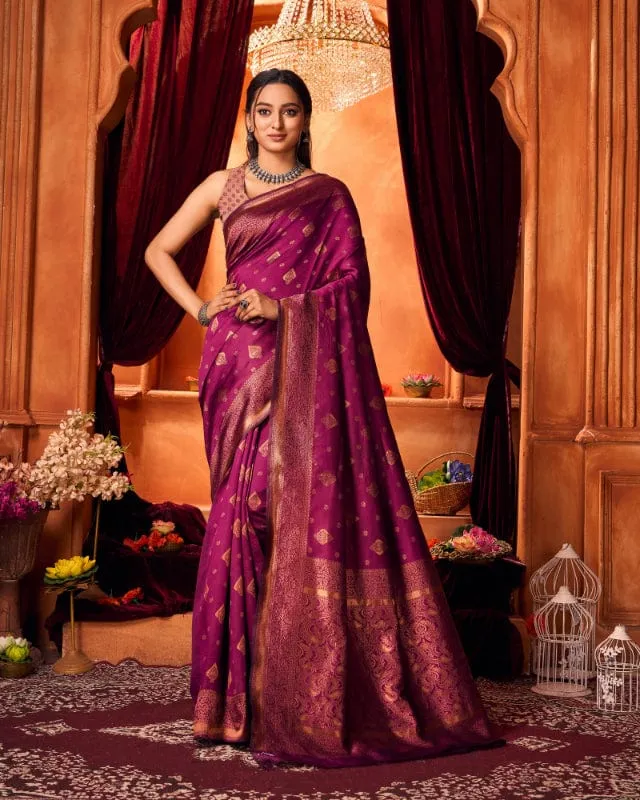 Varanga Festive Wear Stylist Silk Purple Woven Banarasi Kanjivaram Saree