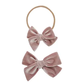 Velvet - Mauve Bow Headband