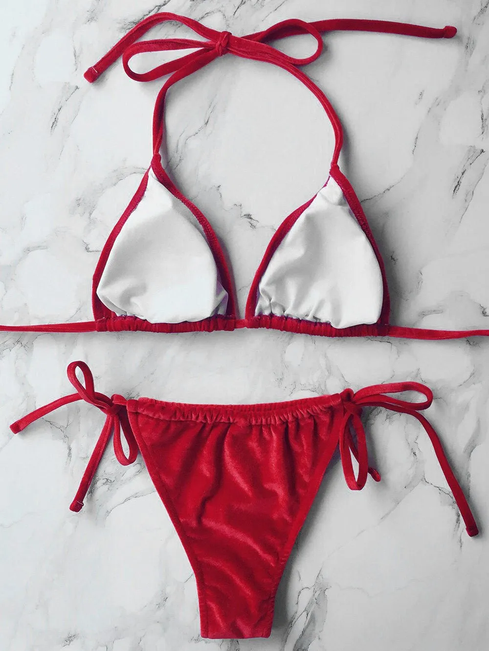 Velvet String Bikini Swimwear