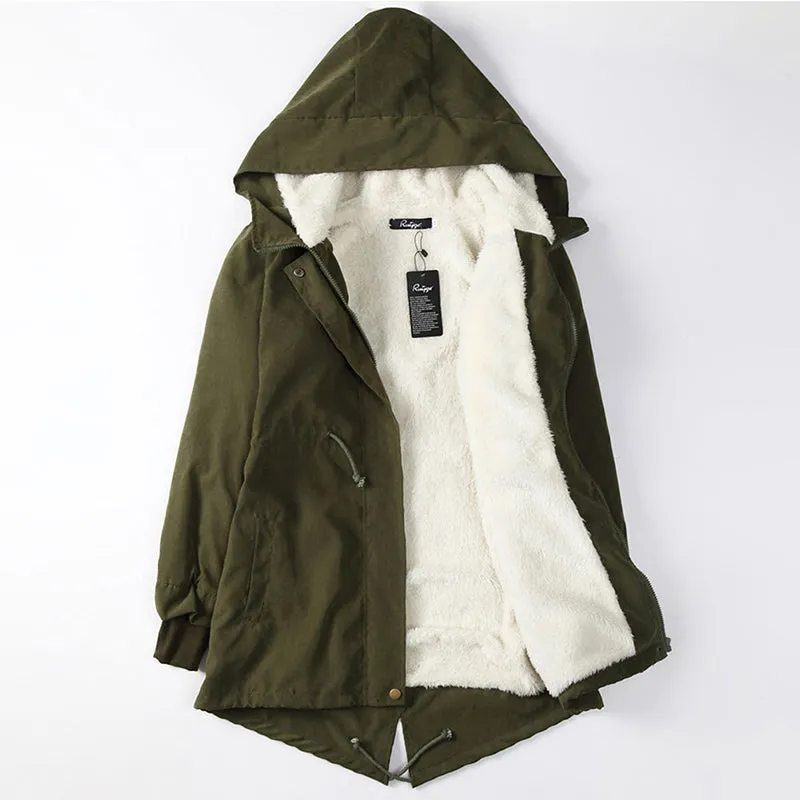 VenusFox Mid Long Zipper Hoodie Coat