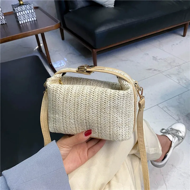 Versatile Small Square Straw Woven Bag