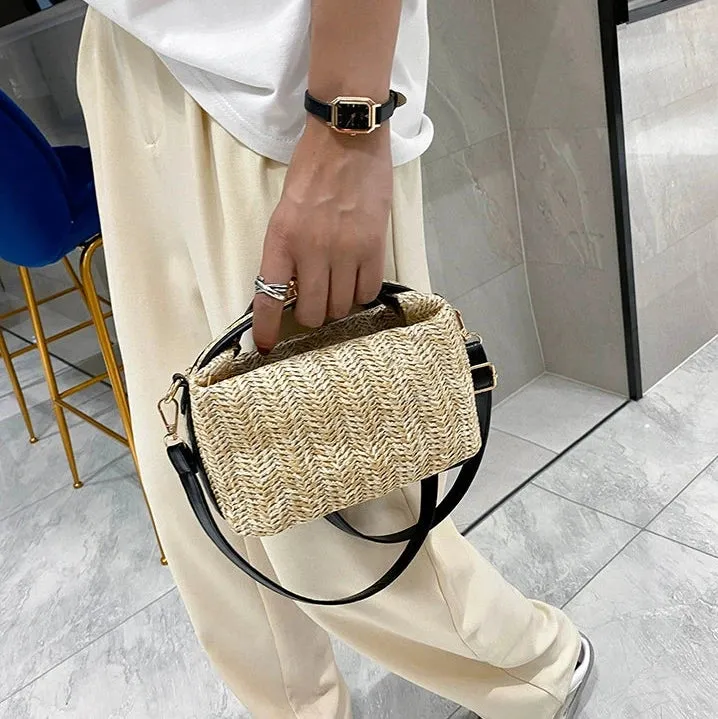 Versatile Small Square Straw Woven Bag