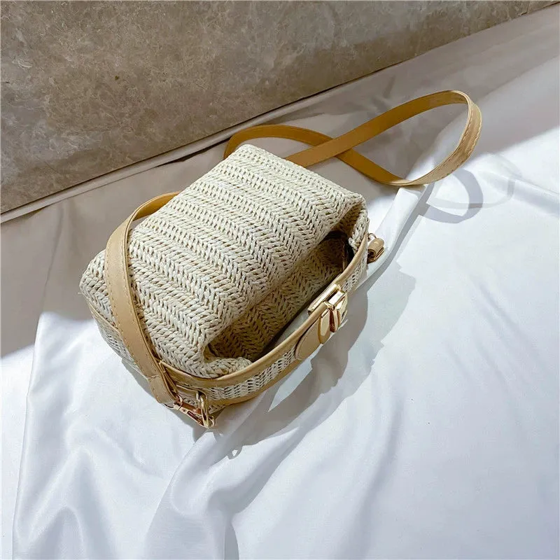 Versatile Small Square Straw Woven Bag