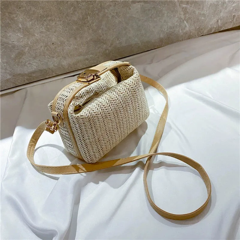 Versatile Small Square Straw Woven Bag