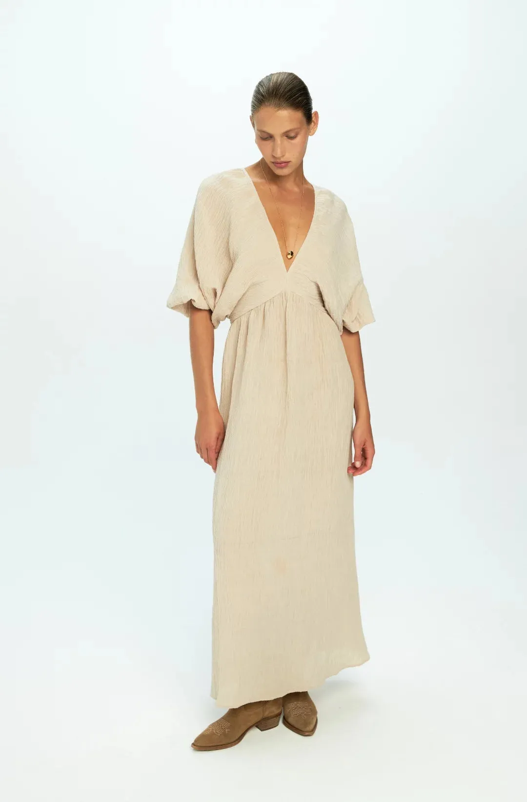 Victoria maxi dress linen crinkle