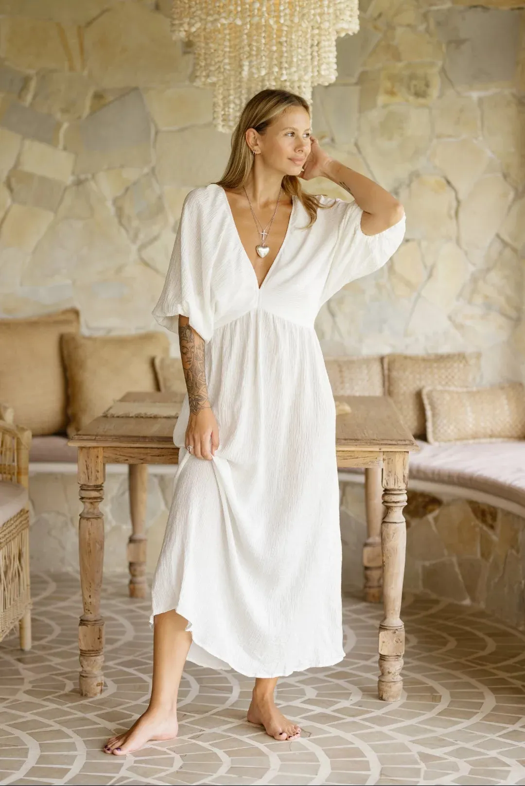 Victoria maxi dress linen crinkle