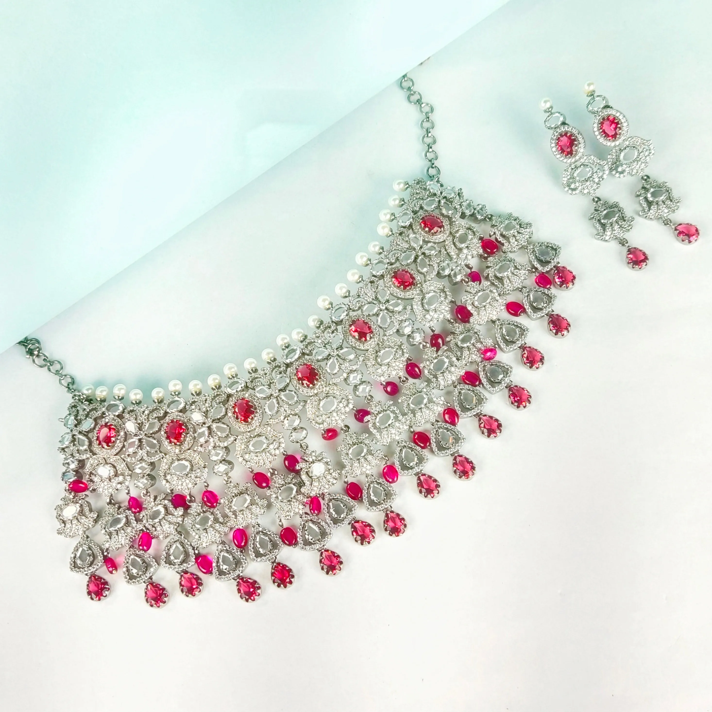 Victorian Cz Diamond Choker Set By Asp Fashion Jewelleryl