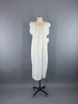 Vintage 1920s Embroidered White Cotton Nightgown