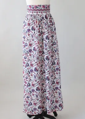 Vintage 1970s Indian Cotton Floral Maxi Skirt