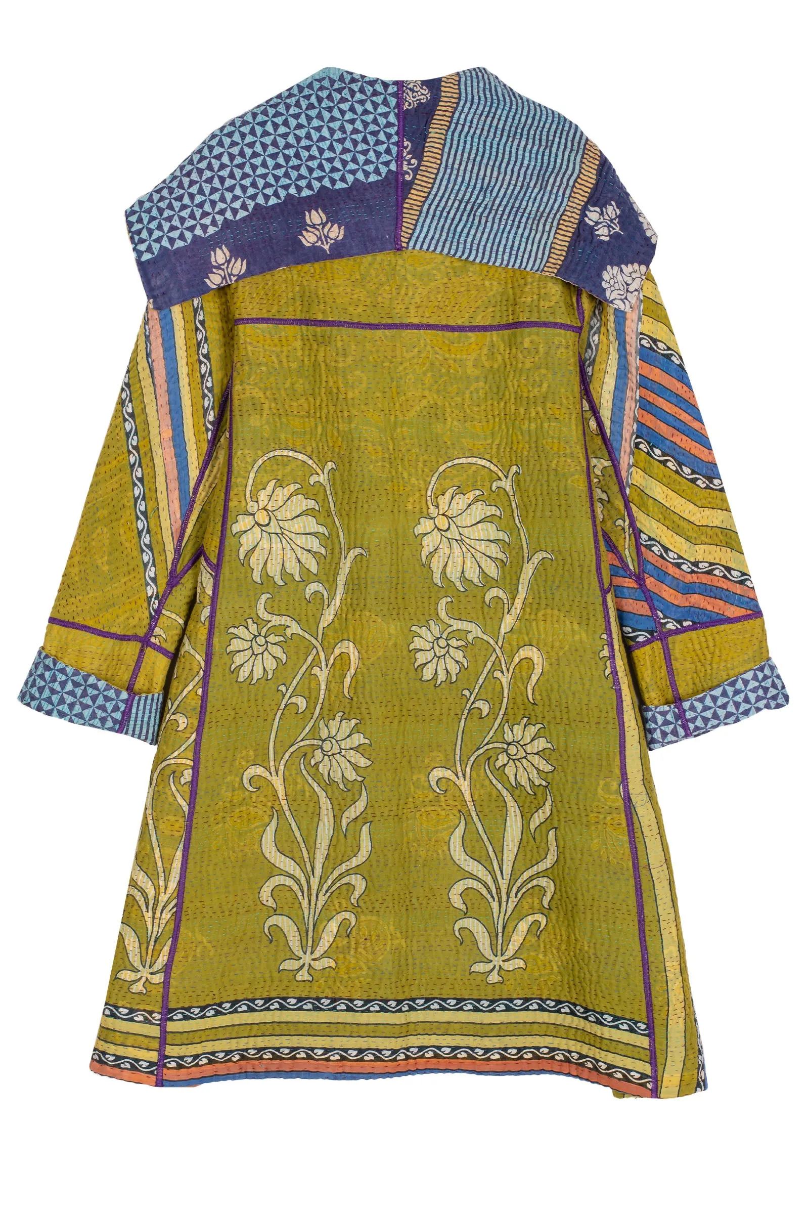 VINTAGE COTTON KANTHA A-LINE COAT - cv4309-0050a -