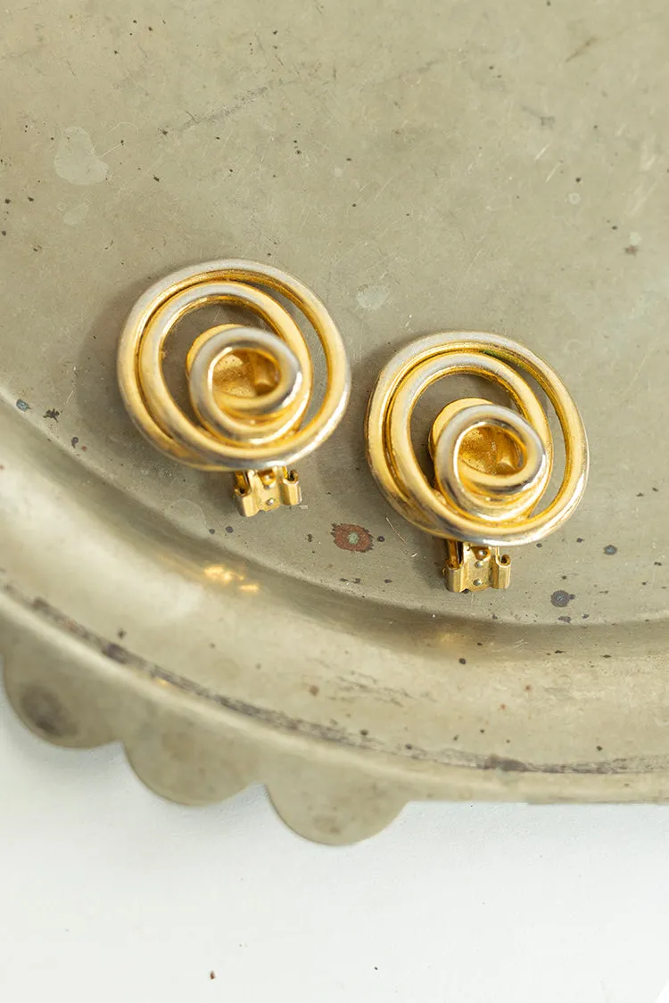 Vintage Norma Jean Gold Swirl Clip-On Earrings