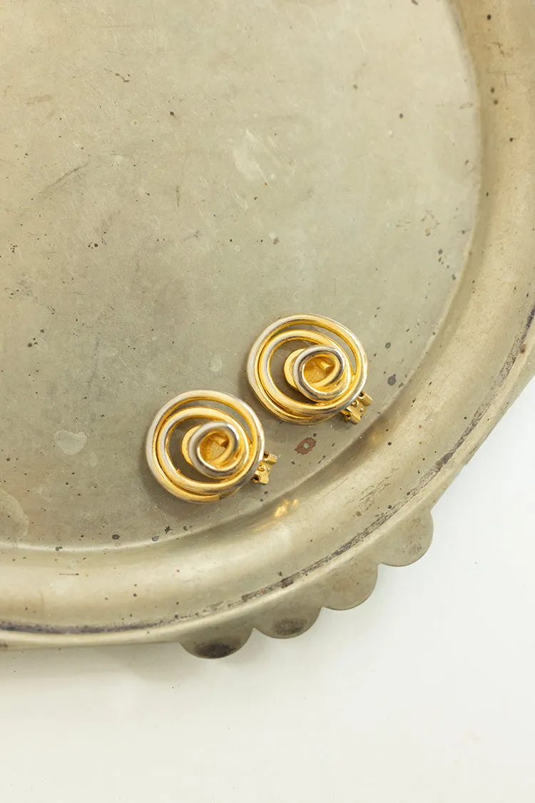 Vintage Norma Jean Gold Swirl Clip-On Earrings