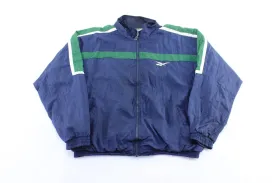 Vintage Reebok Embroidered Logo Blue, Green, & White Zip Up Jacket