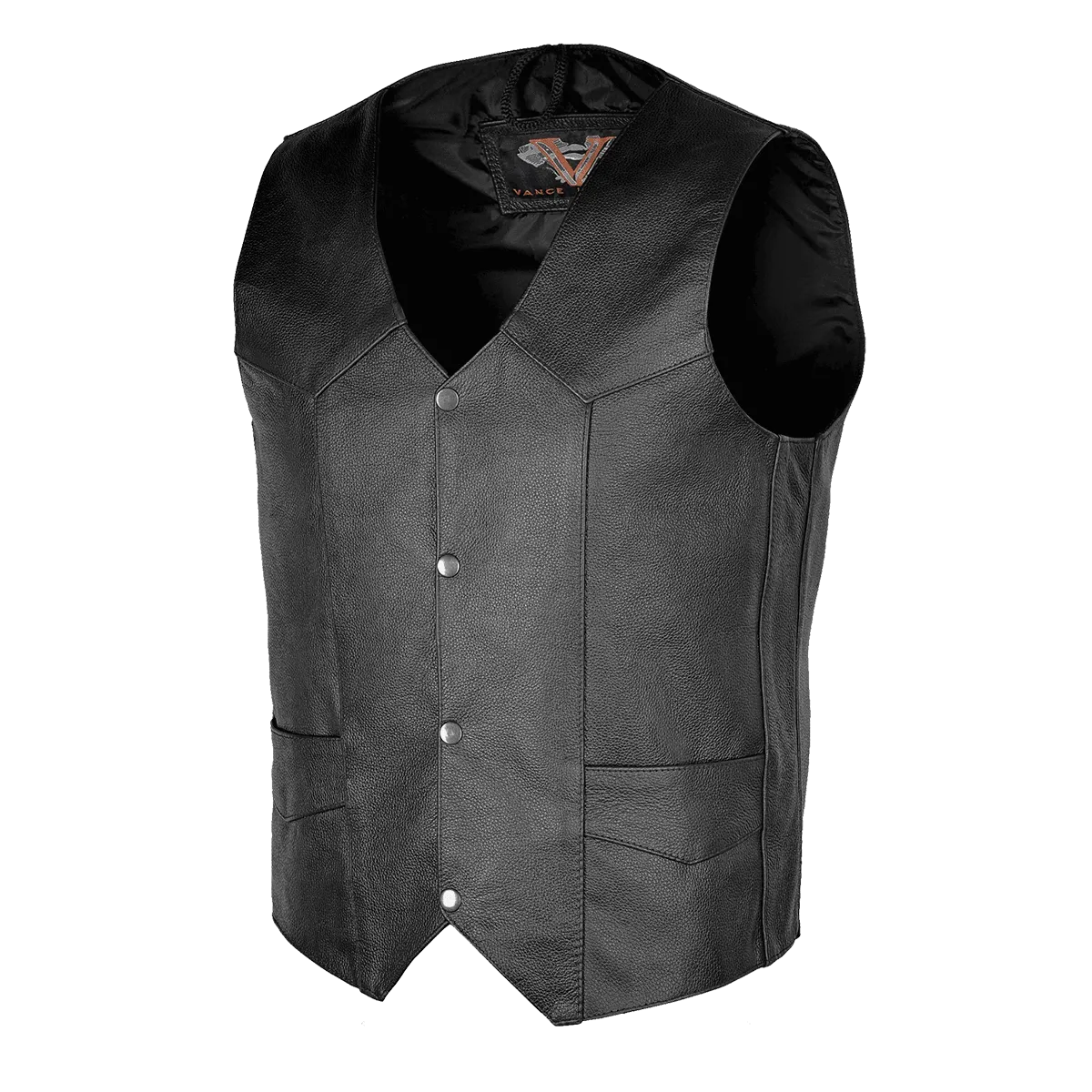 VL921 Vance Leather Premium Leather Men's Plain Side Vest with Single Seam Back