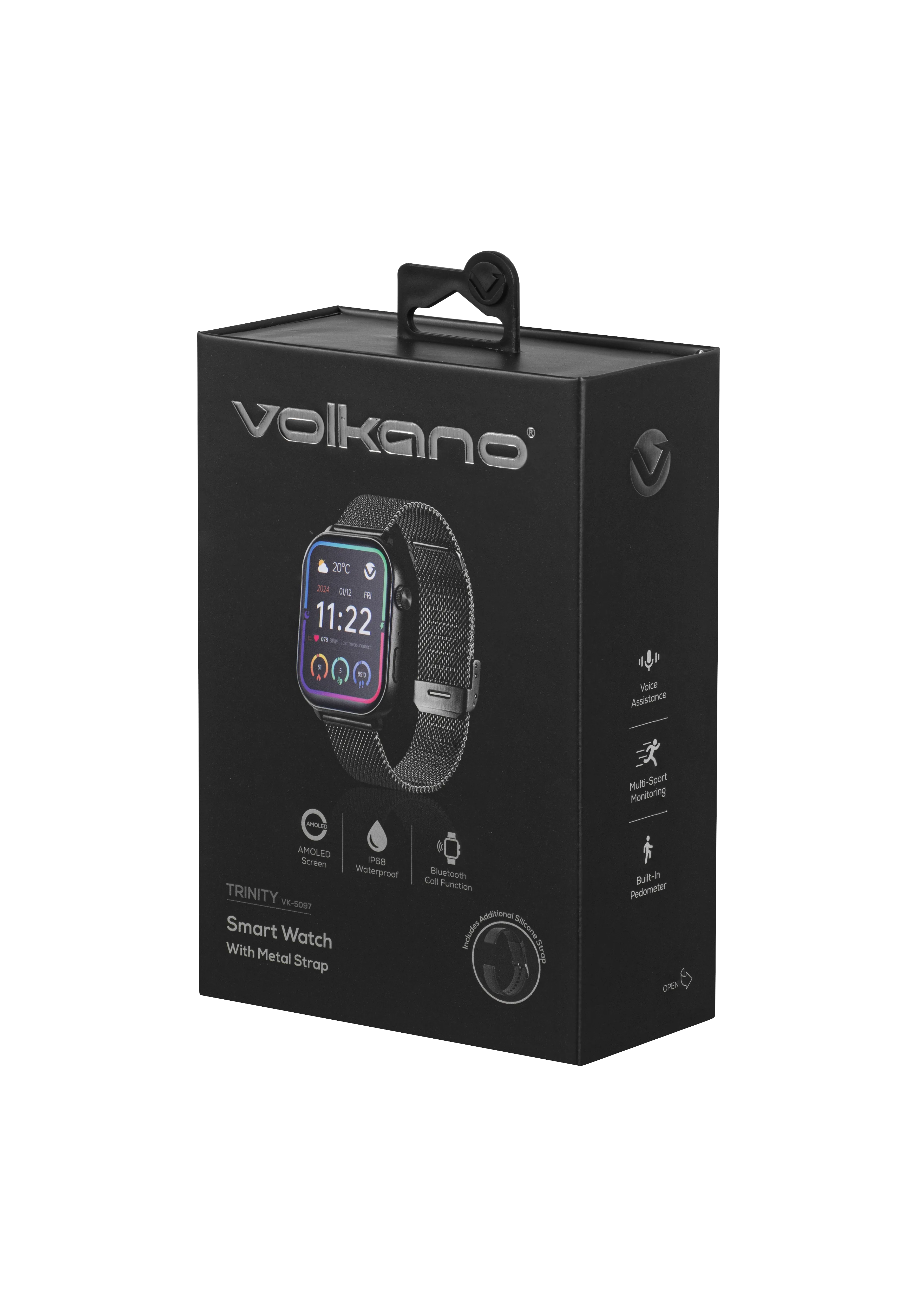 Volkano Trinity series Smartwatch with Metal Mesh strap - Black