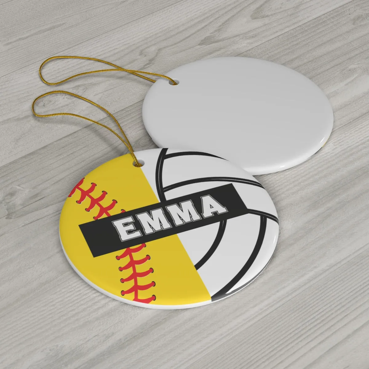 Volleyball Softball Christmas Ornament - 2 Sport Athlete