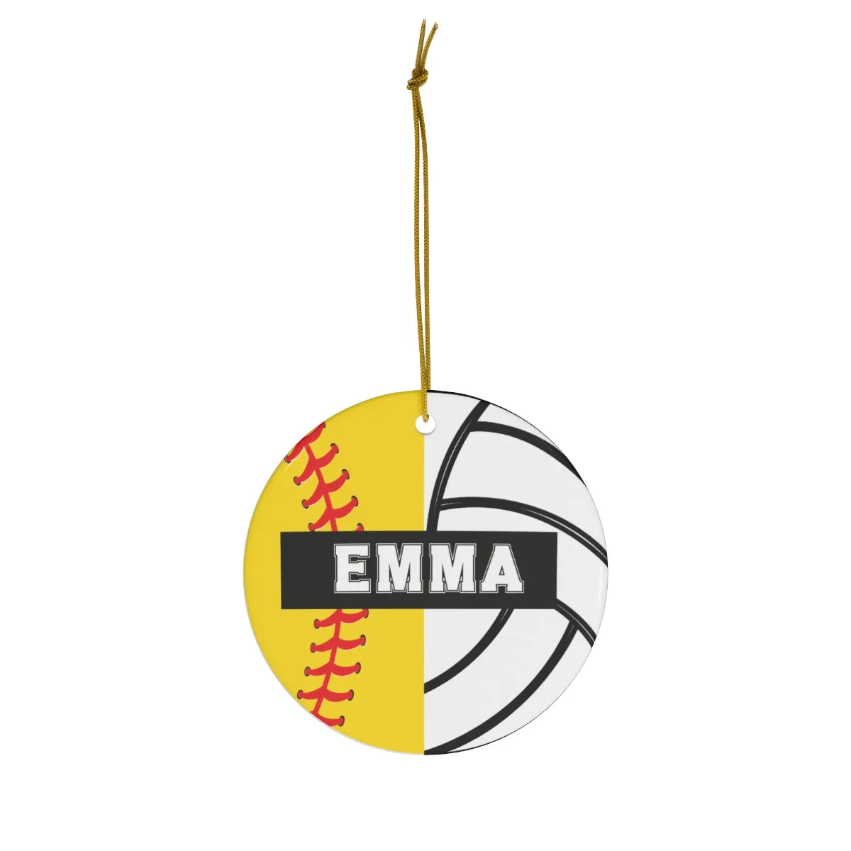 Volleyball Softball Christmas Ornament - 2 Sport Athlete