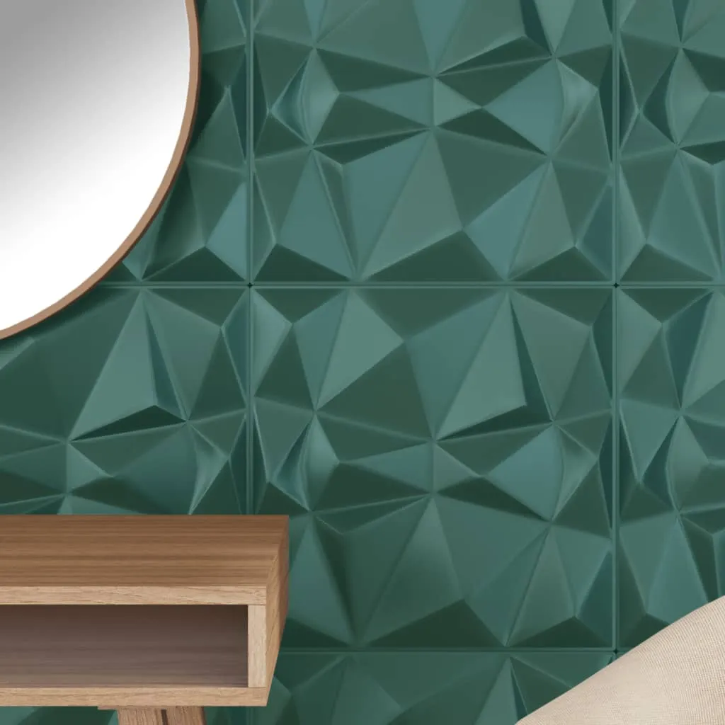 Wall Panels 12 pcs Green 50x50 cm XPS 3 m² Diamond