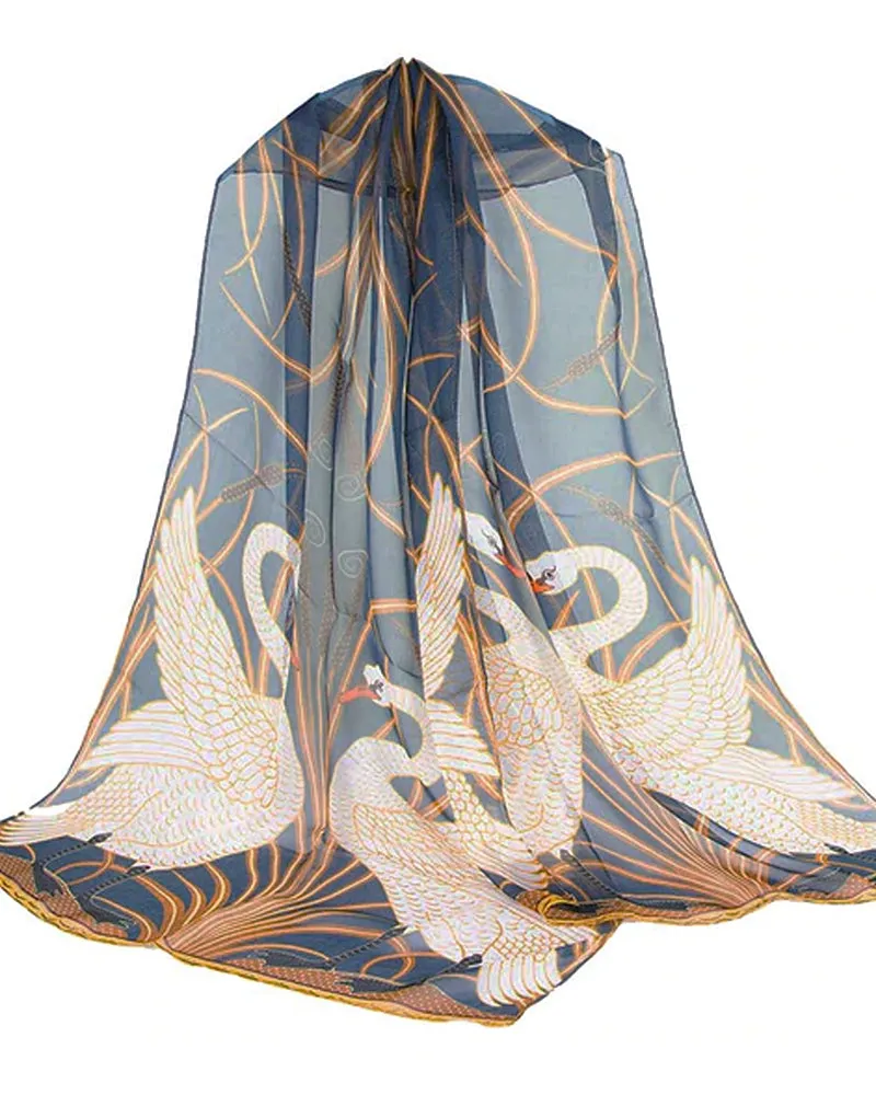 Walter Crane Swans Silk Chiffon Scarf