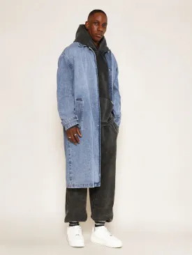 Washed Denim Trench Coat