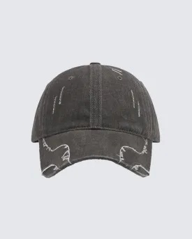 Washed Frayed Peaked Cap