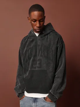 Washed Oversized Overhead Hoodie With London Graphic Print