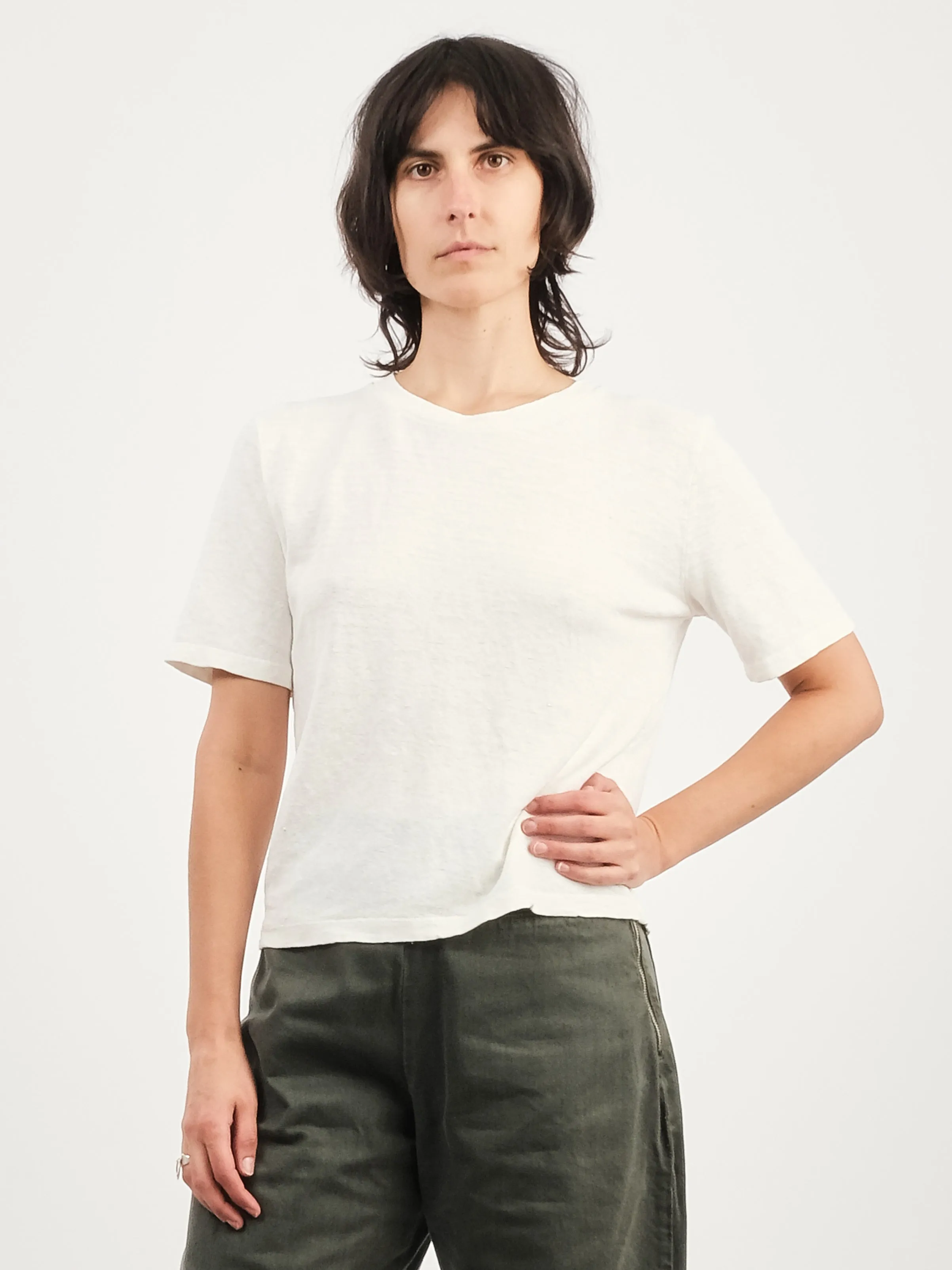 Washed White Dakota 100% Hemp Cropped Tee