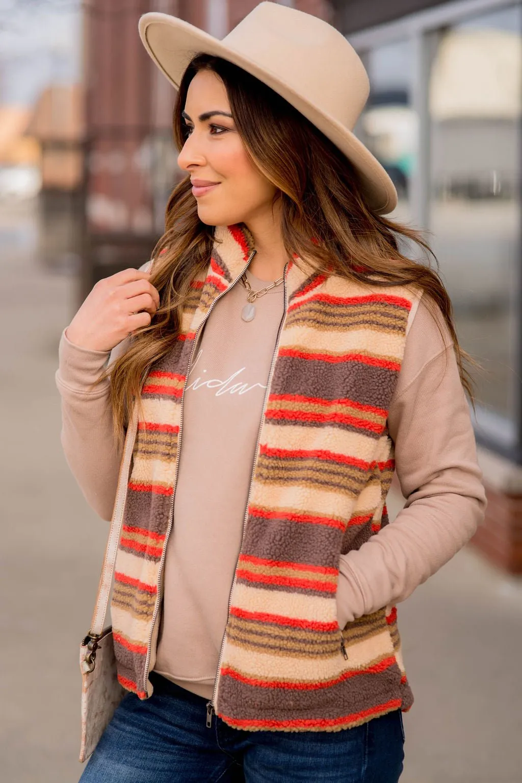 Western Striped Sherpa Vest