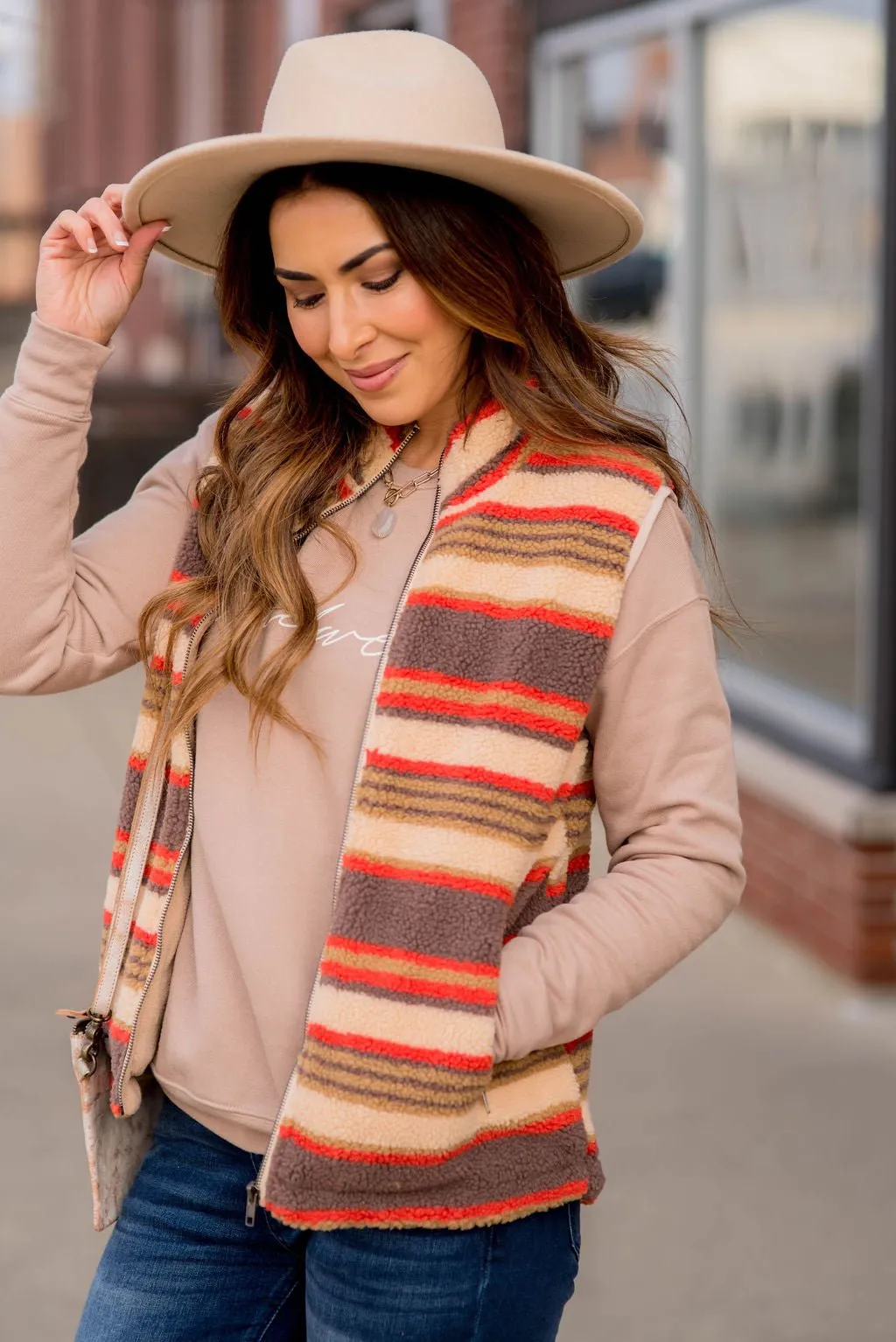 Western Striped Sherpa Vest