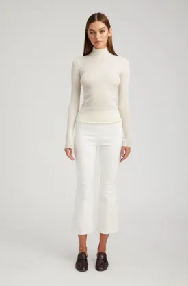 White Corduroy Ankle Flare Pants