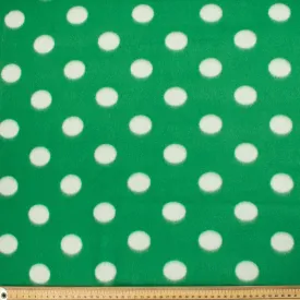 White Dots on Green Printed Polar Fleece DSN #26