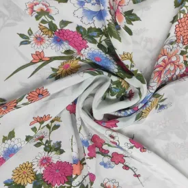 White Floral Crepe Fabric