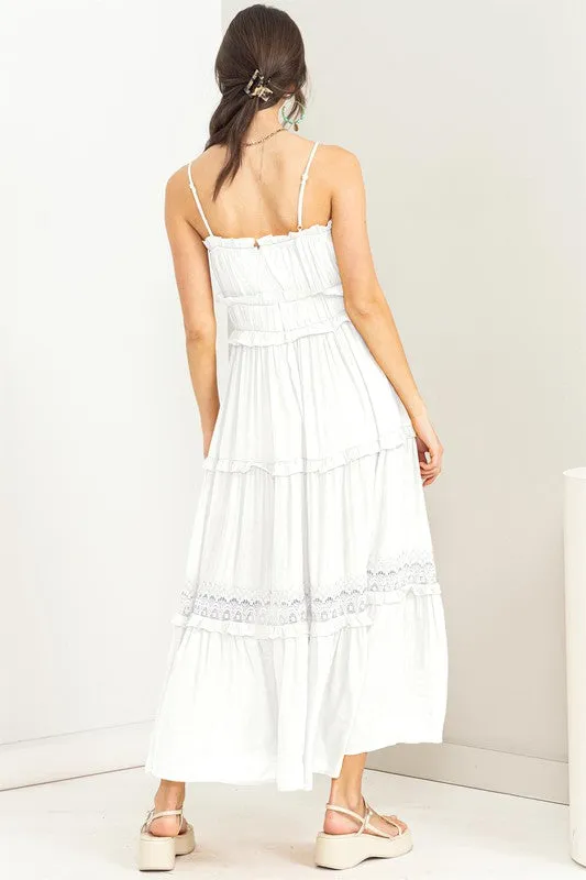 White Forever Us Ruffle Tiered Maxi Dress