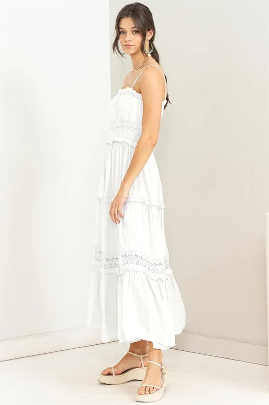 White Forever Us Ruffle Tiered Maxi Dress